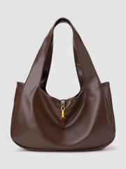 PUSH-LOCK DECOR FAUX LEATHER TOTE BAG