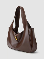 PUSH-LOCK DECOR FAUX LEATHER TOTE BAG