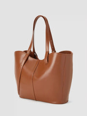 SOLID HALF-MOON ADJUSTABLE FAUX LEATHER TOTE BAG
