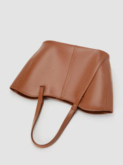 SOLID HALF-MOON ADJUSTABLE FAUX LEATHER TOTE BAG