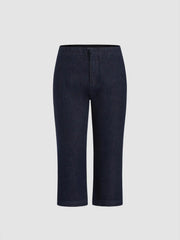 Stretch Denim Low Rise Straight Leg Capri Jeans