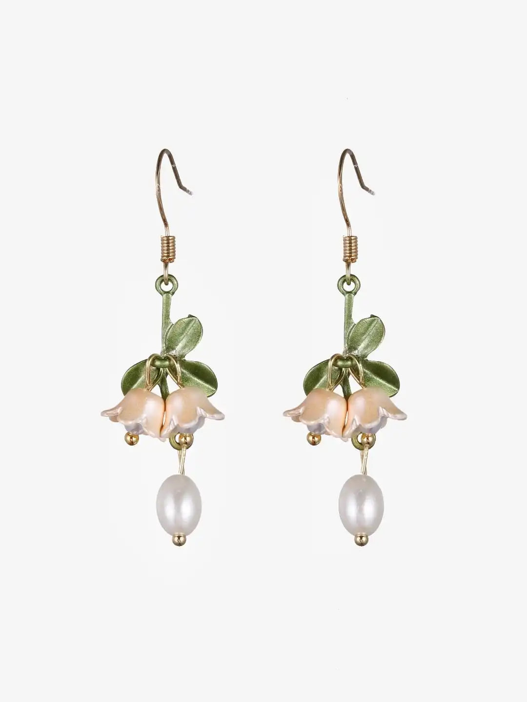 Flower Decor Faux Pearl Drop Earrings