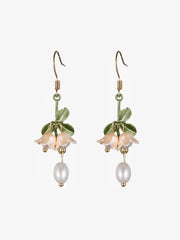 Flower Decor Faux Pearl Drop Earrings