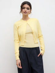 Knit Round Neckline Button Cardigan