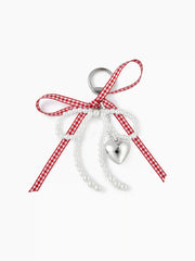 FAUX PEARL & BOWKNOT & HEART KEYCHAIN