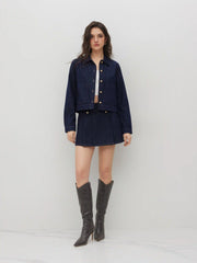 Denim Collar Button Jacket