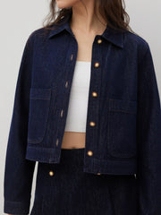 Denim Collar Button Jacket