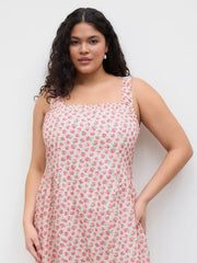 Square Neck Floral Ruffle Maxi Dress Curve & Plus