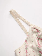 Cotton V-neck Floral Shirred Maxi Dress