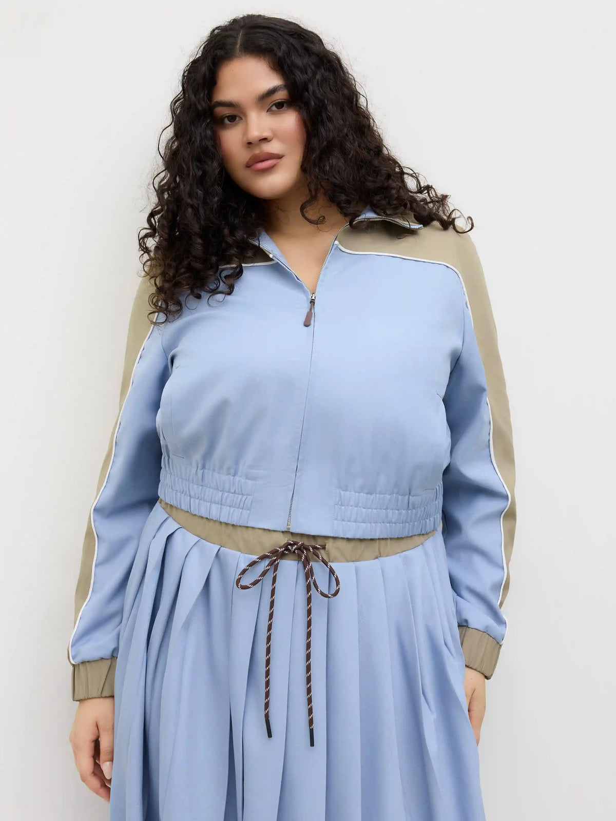 Zip Through Two Tone Jacket Curve & Plus