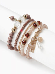 5PCS CRYSTAL & ORB BEADED BRACELET SET