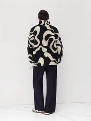 Oversized Printed Fleece Zip Up Jacket