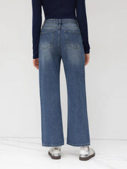 Petite Denim Solid Straight Leg Jeans