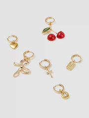 6PCS BOW & CHERRY & HEART STAINLESS STEEL SHOE CHARMS