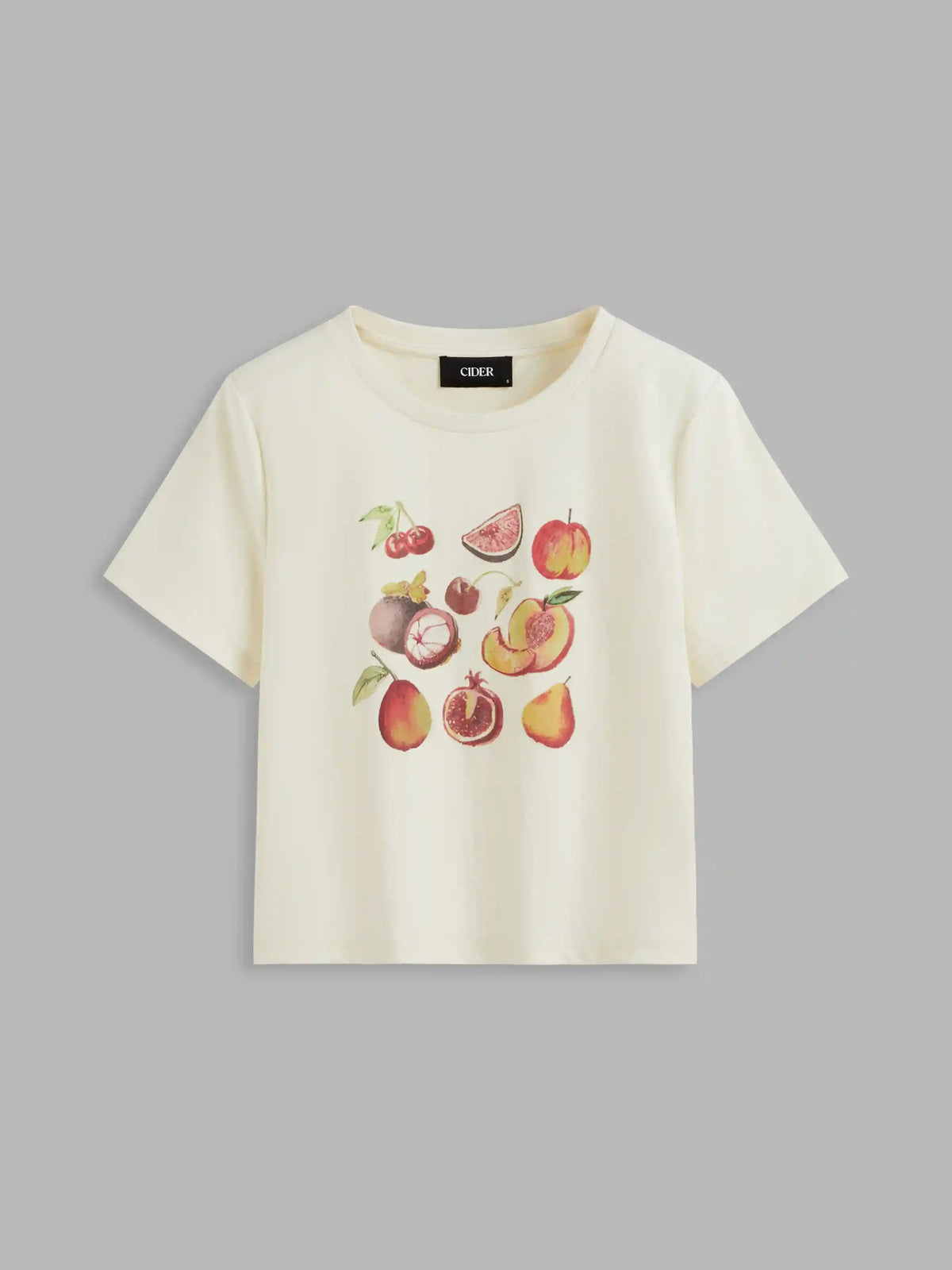 Cotton-blend Fruits Graphic Short Sleeve Tee