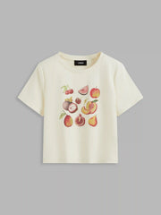 Cotton-blend Fruits Graphic Short Sleeve Tee