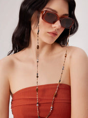 STONE & METAL DECOR BEADED GLASSES CHAIN