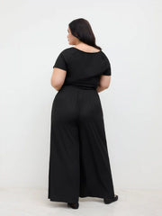 V-neck Ruched Straight Leg Jumpsuit Curve & Plus