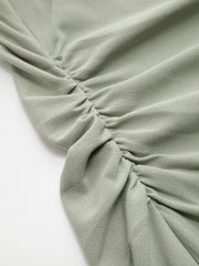 Boat Neck Twist Ruched Midi Dress