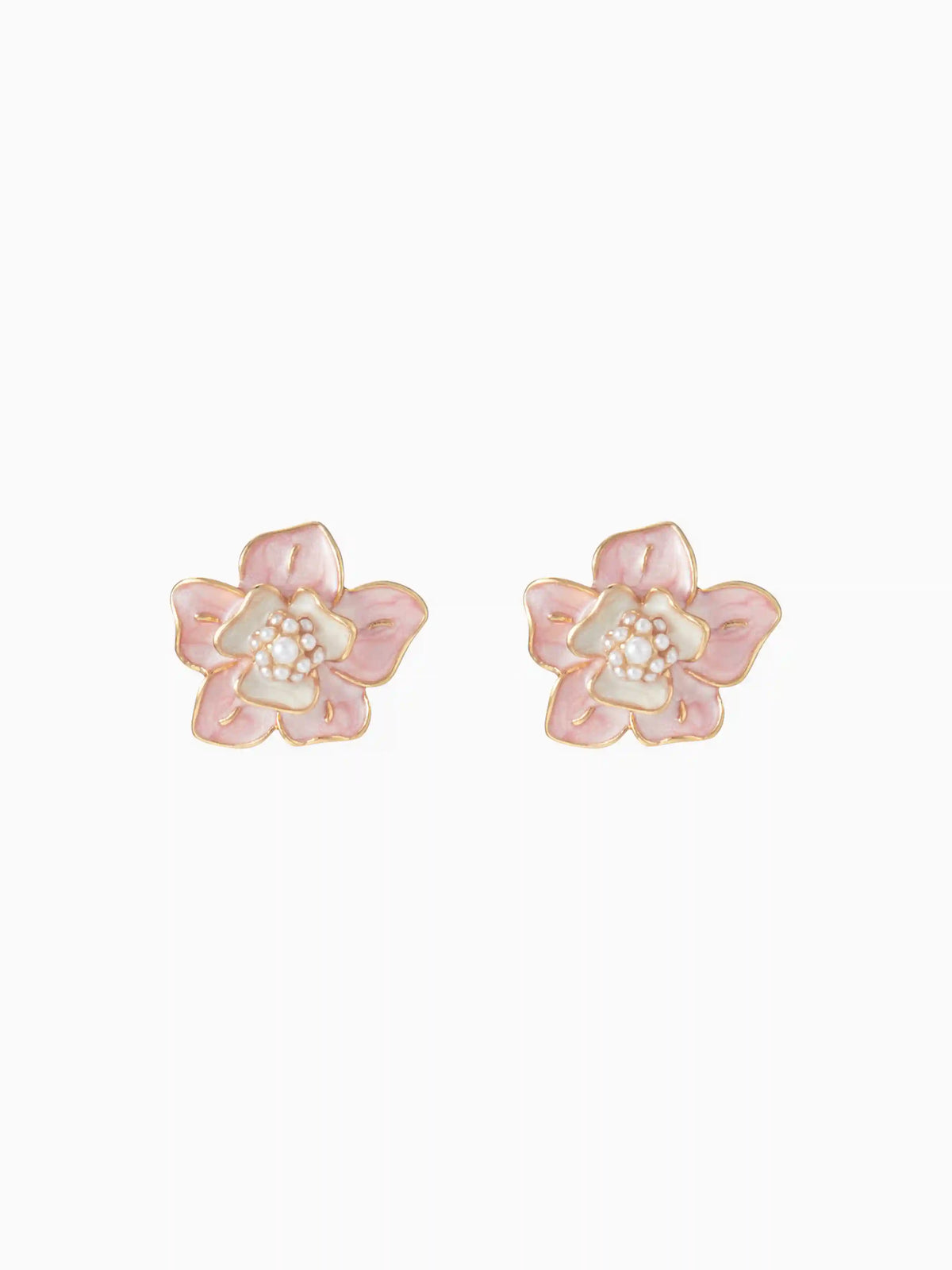 FLORAL & FAUX PEARL STUD EARRINGS