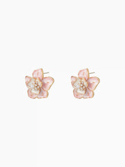 FLORAL & FAUX PEARL STUD EARRINGS