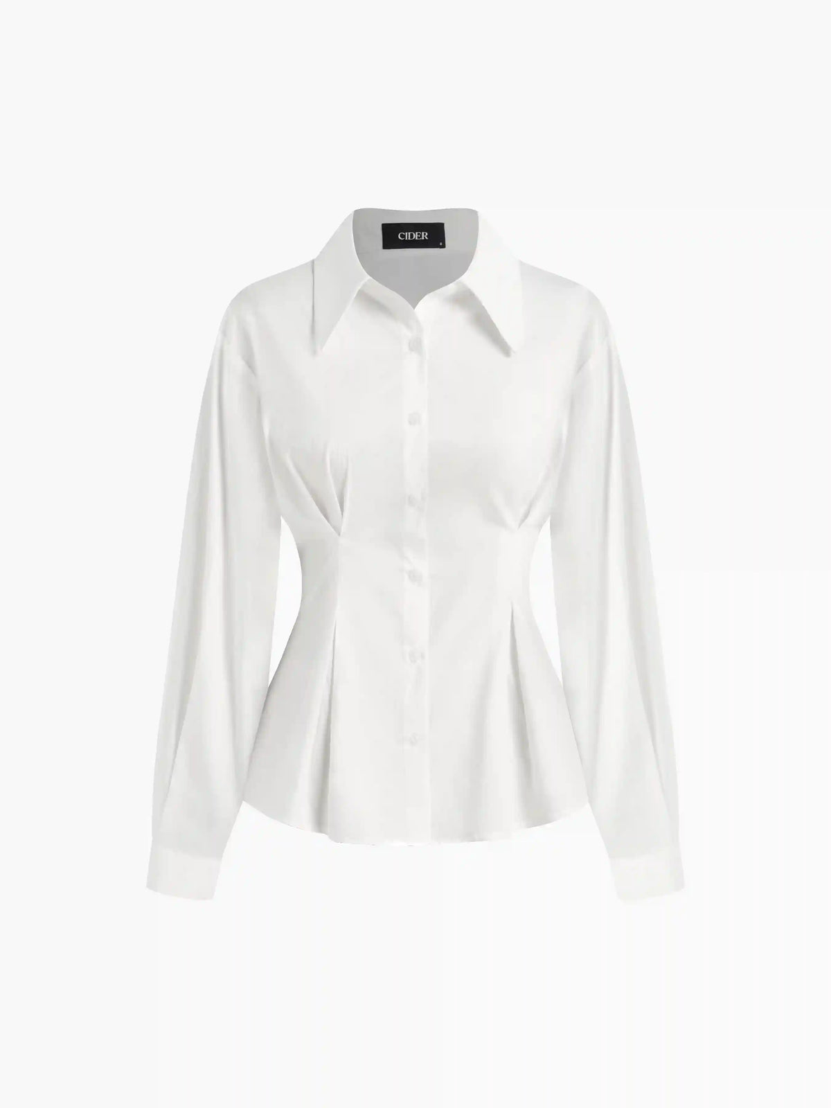 Cotton-blend Polo Stripe Waist-cinching Shirt