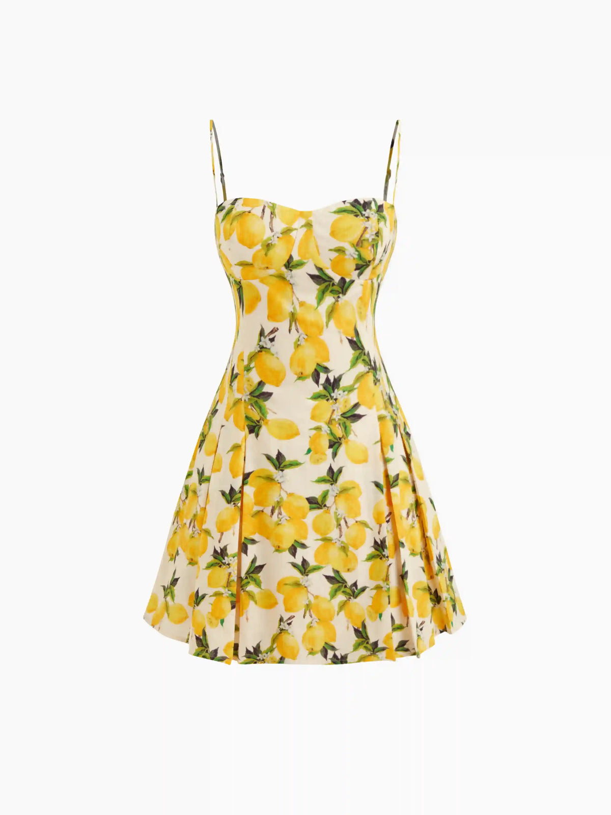 Cotton Sweetheart Neckline Lemon Lace Up Mini Dress
