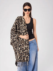 LEOPARD PRINT TASSEL SCARF