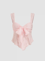 Lace Sweetheart Bowknot Tank Top