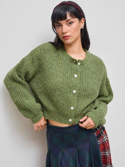 Knit Round Neckline Button Cardigan
