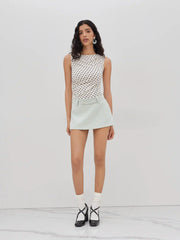 Boat Neck Polka Dot Ruched Bodysuit