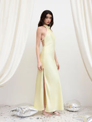 Backless Halter Neck Split Maxi Dress