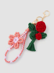 DOUBLE FLORAL WOVEN BAG CHARM
