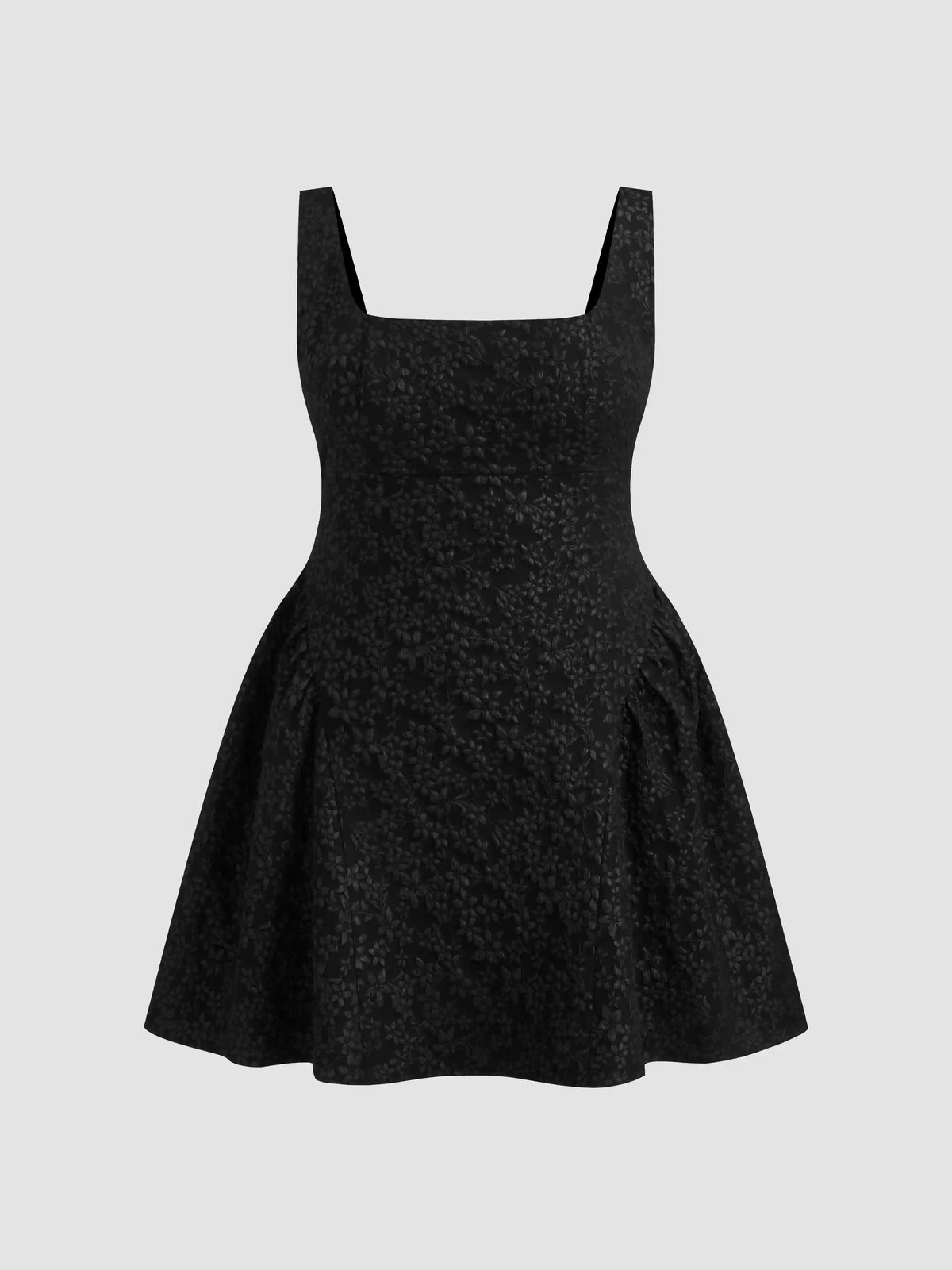 Square Neck Floral Jacquard Backless Bowknot Mini Dress Curve & Plus