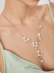 Flower & Faux Pearl Decor Necklace
