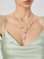 Flower & Faux Pearl Decor Necklace