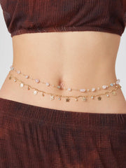 BUTTERFLY & RHINESTONE DECOR & FAUX CRYSTAL DOUBLE CHAIN WAIST NECKLACE