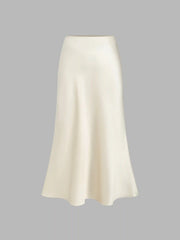 Petite Satin Ruffle Bias Cut Midi Skirt