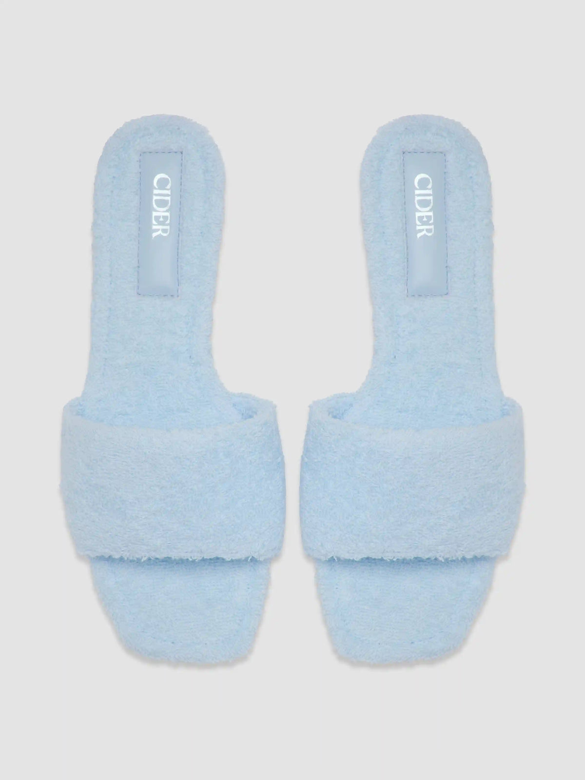 TERRY CLOTH & FAUX LEATHER SQUARE TOE SLIPPERS