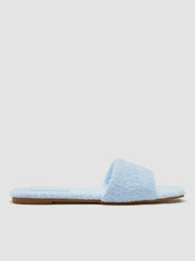 TERRY CLOTH & FAUX LEATHER SQUARE TOE SLIPPERS