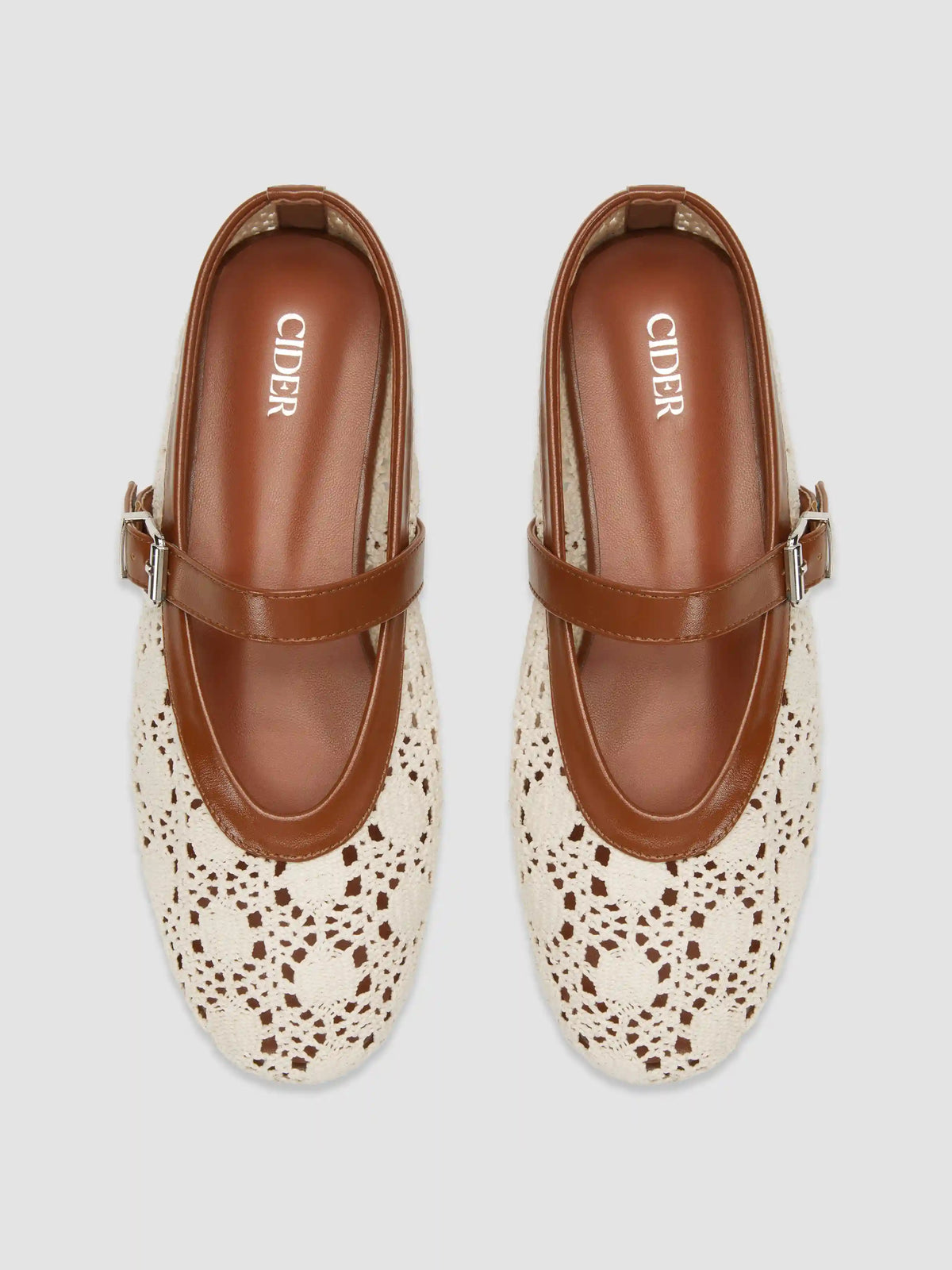 FLORAL WOVEN & FAUX LEATHER ADJUSTABLE STRAP FLATS
