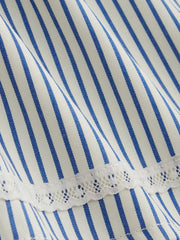 Cotton-blend U-neckline Stripe Lace Trim Cami Top & Mid Rise Elastic Waist Shorts Loungewear Set