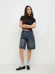 Cider Denim Mid Rise Pocket Bermuda Jorts