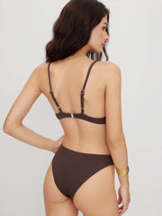 Sweetheart Neckline Rib Underwire Cheeky Bikini Set