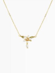 ZIRCON FLORAL PENDANT NECKLACE