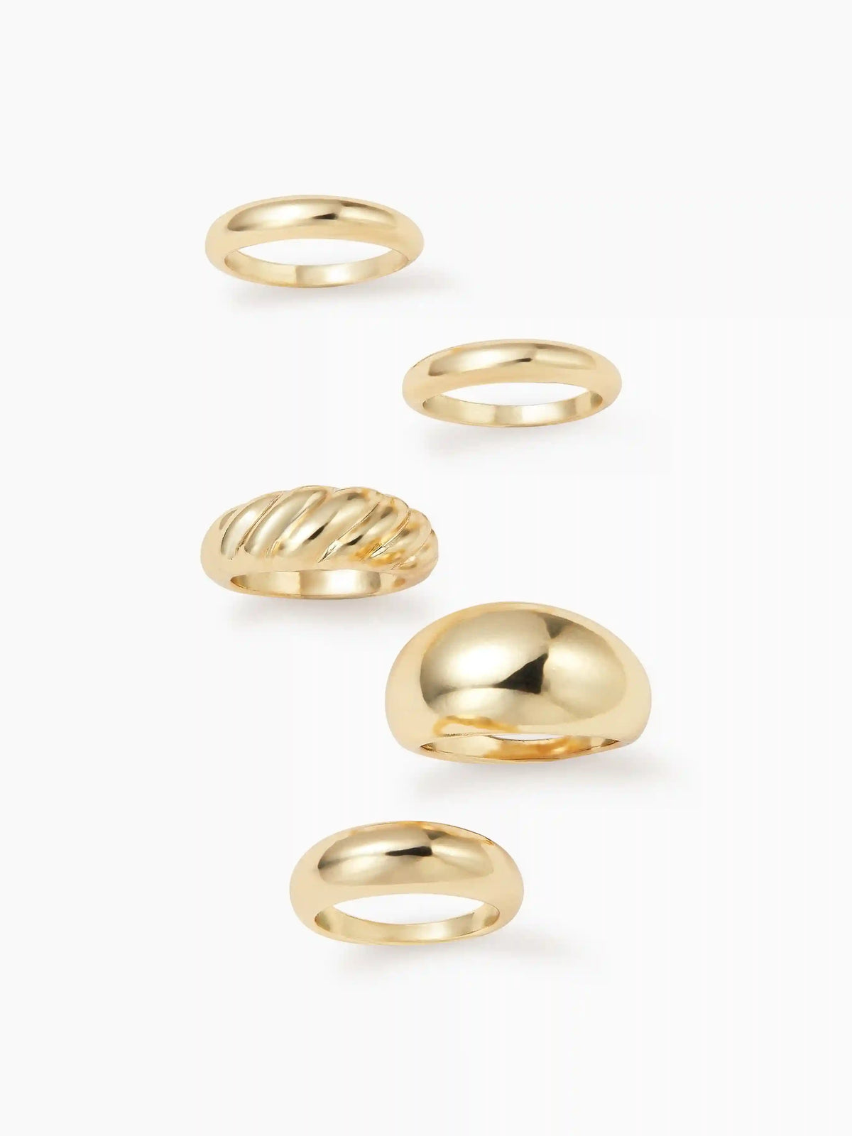 5PCS TWISTED & CROISSANT RING SET