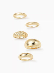 5PCS TWISTED & CROISSANT RING SET