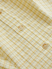 Cotton-blend Tartan Short Sleeve Gingham Blouse