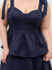 Jacquard Sweetheart Bowknot Layered Maxi Dress Curve & Plus