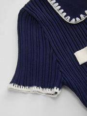 Knit Collar Contrasting Binding Mini Dress